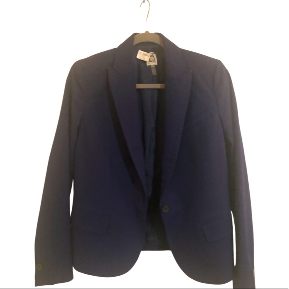 Ann Klein Size 6 Ladies Fitted Navy Blue Blazer